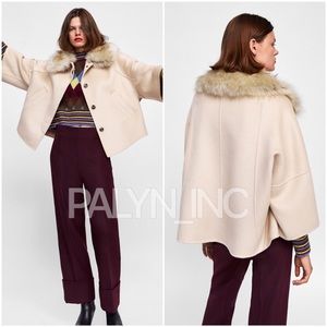 zara textured cape coat
